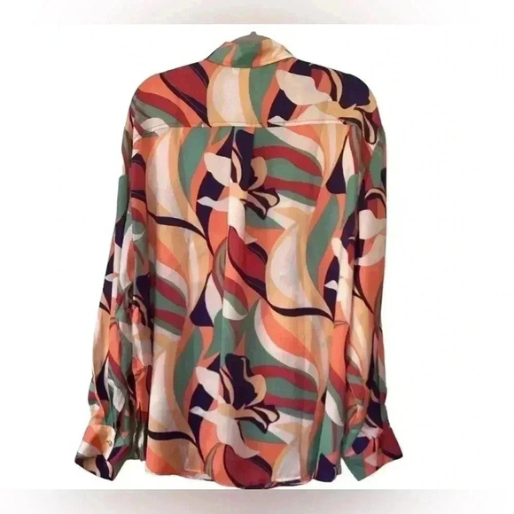 EASEL "Mirabelle" Dull Satin Geo Print
Vibrant Colored Button Up Collared Cuffed - Picture 5 of 9